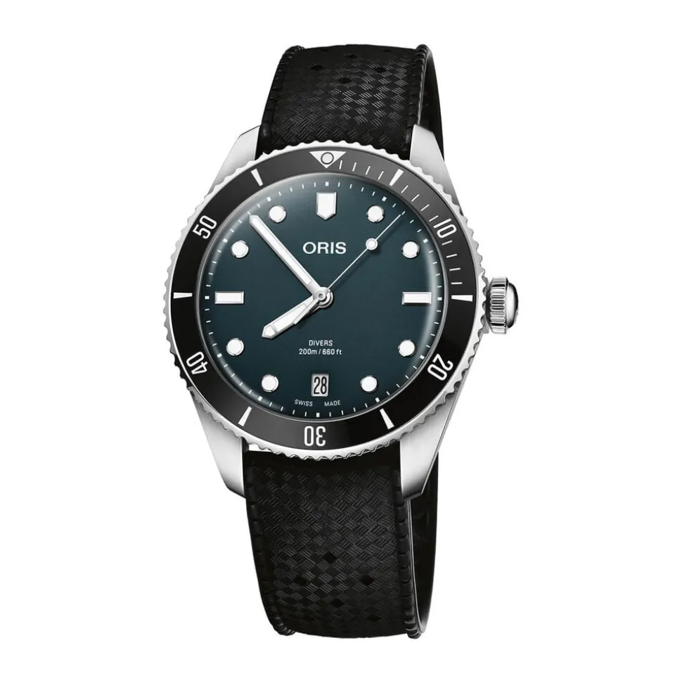 Oris Divers Date 39mm Blue Dial Stainless Steel Bracelet & Black Rubber Strap Watch