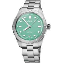 Oris Divers Sixty-Five &lsquo;Cotton Candy&rsquo; 38mm Green Dial Steel Bracelet Watch