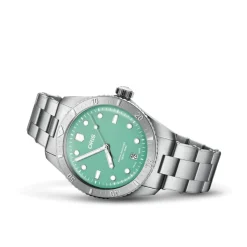 Oris Divers Sixty-Five &lsquo;Cotton Candy&rsquo; 38mm Green Dial Steel Bracelet Watch