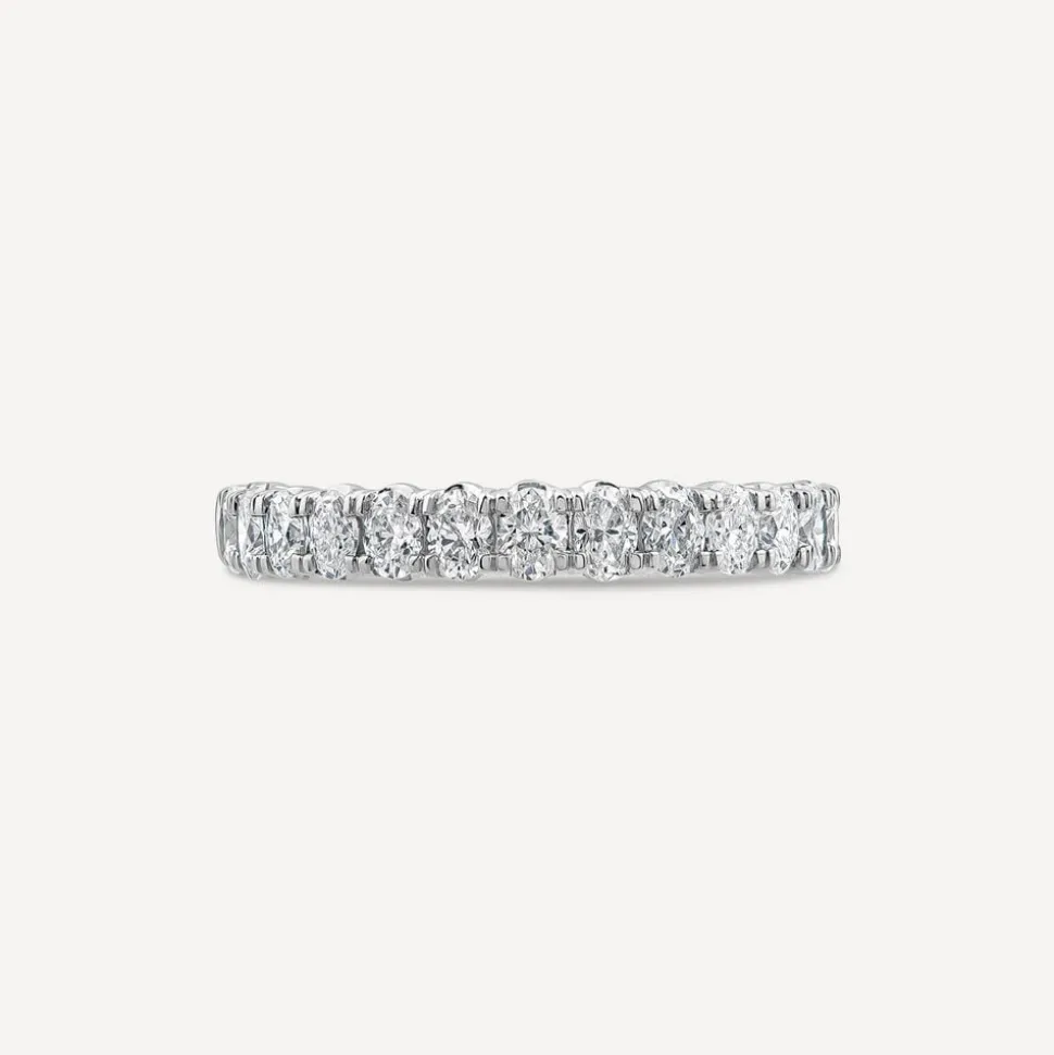 Platinum 0.90ct 3/4 Oval Diamond Anniversary Band Ring
