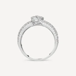 Platinum 1.00ct Diamond Baguette Twisted Centre Cocktail Band Ring