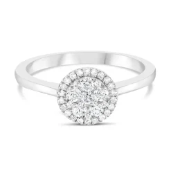 Platinum 0.35ct Diamond Halo Cluster Ring