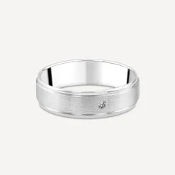 Platinum 0.05ct Diamond Princess Cut Polished Men's Wedding Ring