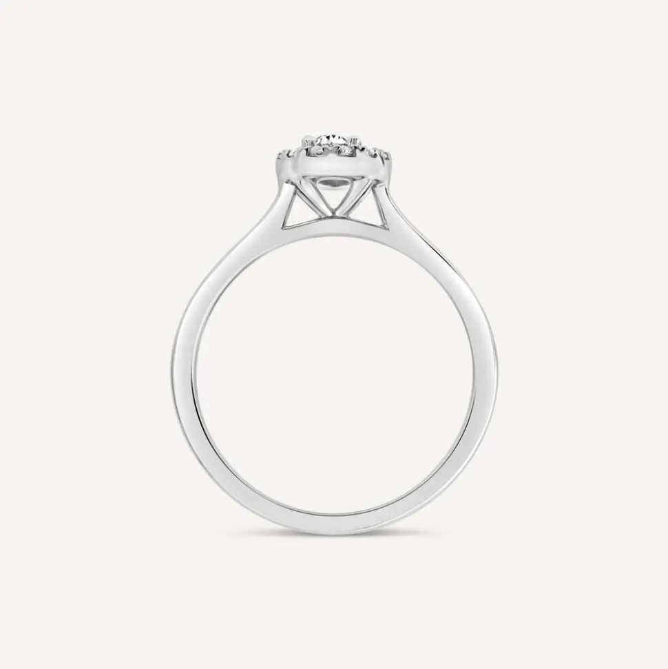 Platinum 0.40ct Oval Halo Classic Diamond Engagement Ring