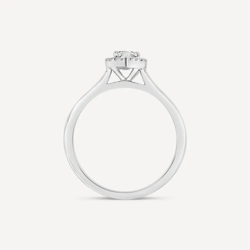 Platinum 0.40ct Pear Diamond Halo Classic Engagement Ring