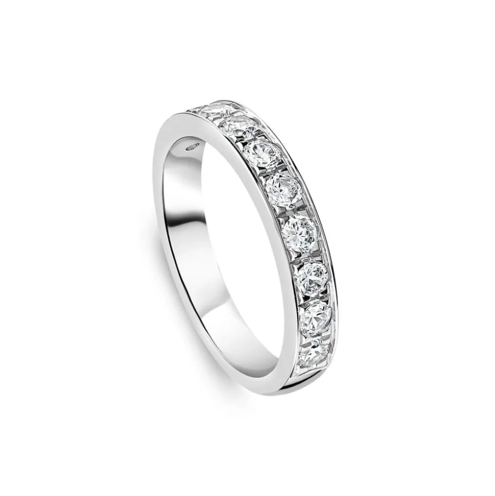 Platinum 3.5mm 0.67ct Diamond Pave Set Wedding Ring