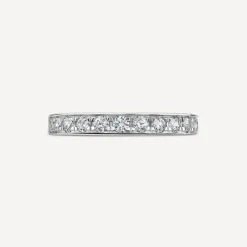 Platinum 3mm 0.50ct Diamond Pave Wedding Ring