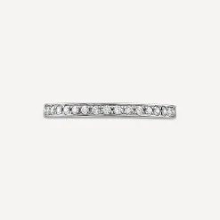 Platinum 2mm 0.15ct Diamond Pave Set Wedding Ring