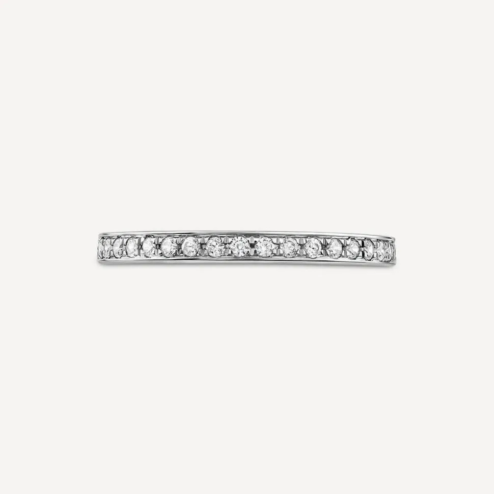 Platinum 2mm 0.15ct Diamond Pave Set Wedding Ring