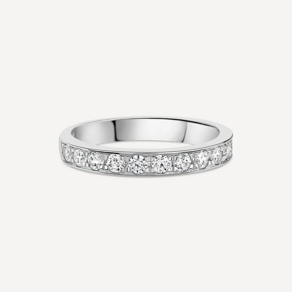 Platinum 3mm 0.50ct Diamond Pave Wedding Ring