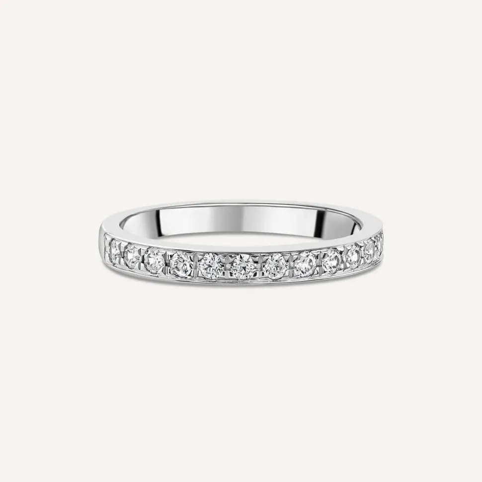Platinum 2.5mm 0.30ct Diamond Pave Set Wedding Ring