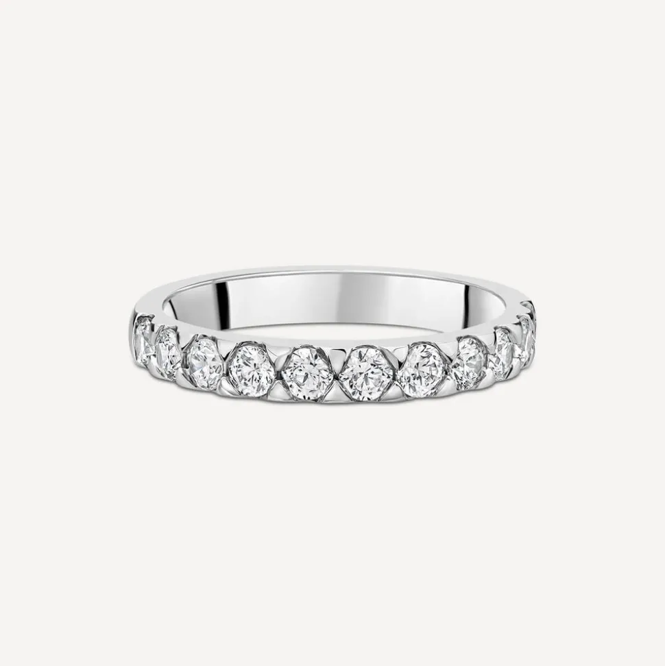Platinum 3mm 0.70ct Diamond Triangle Claw Wedding Ring