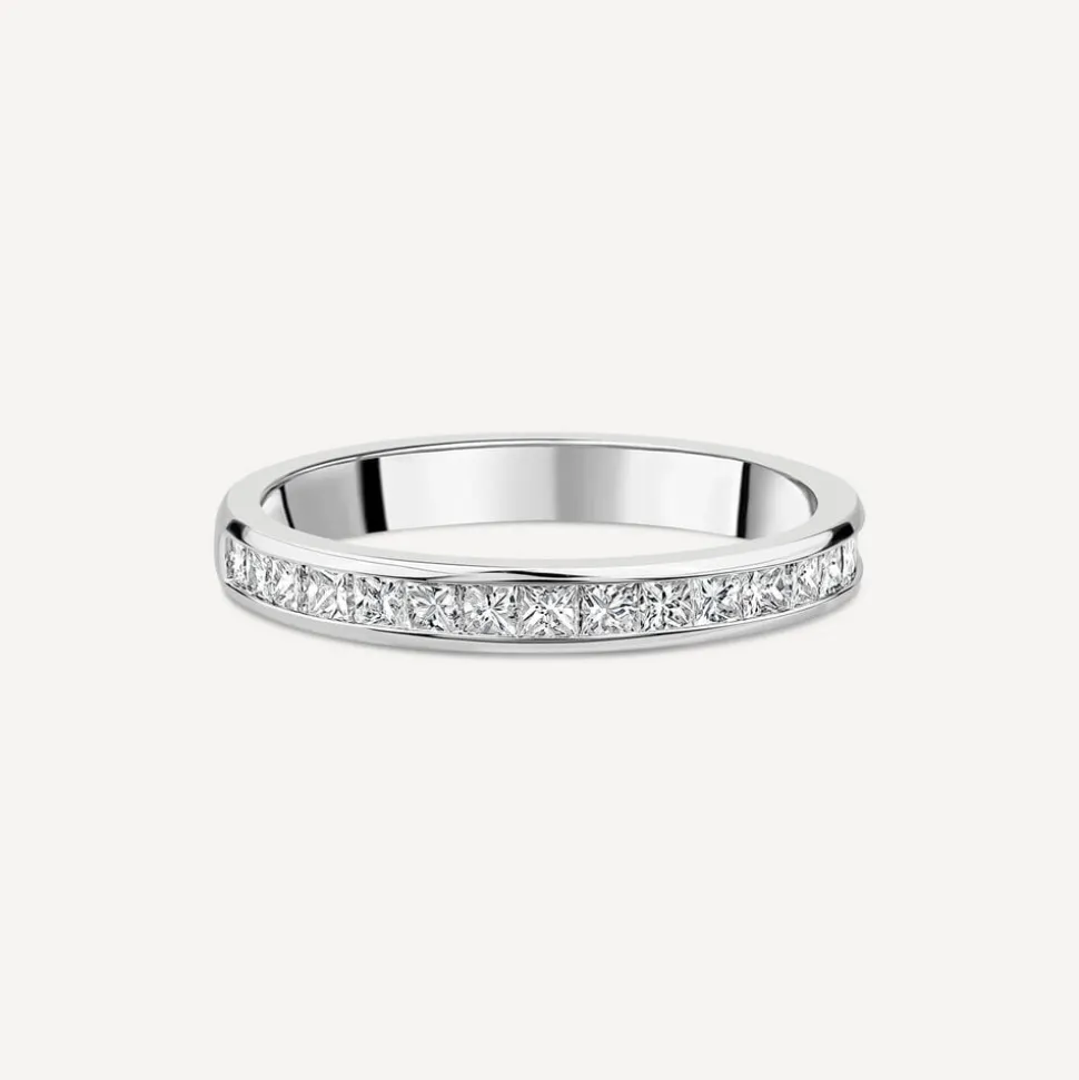Platinum 2.5mm 0.45ct Princess Cut Diamond Channel Set Wedding Ring