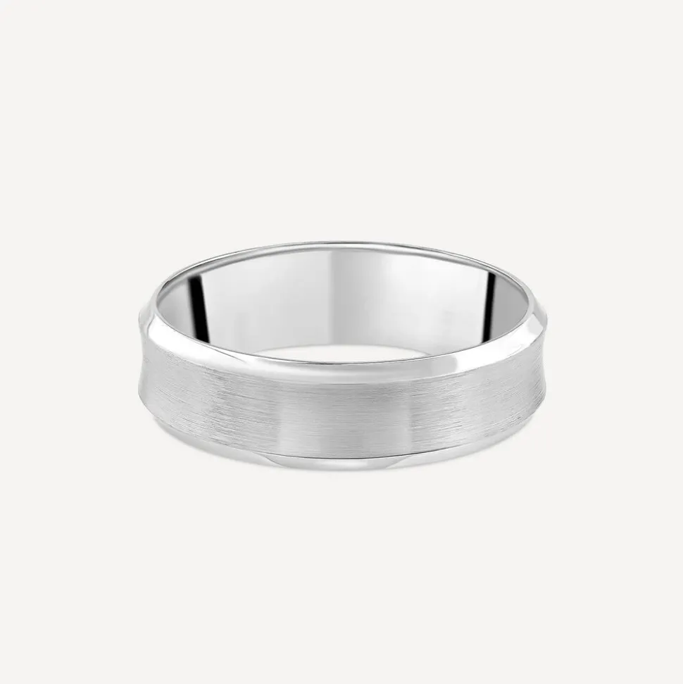 Platinum 6mm Matte Centre Edge Men's Wedding Ring