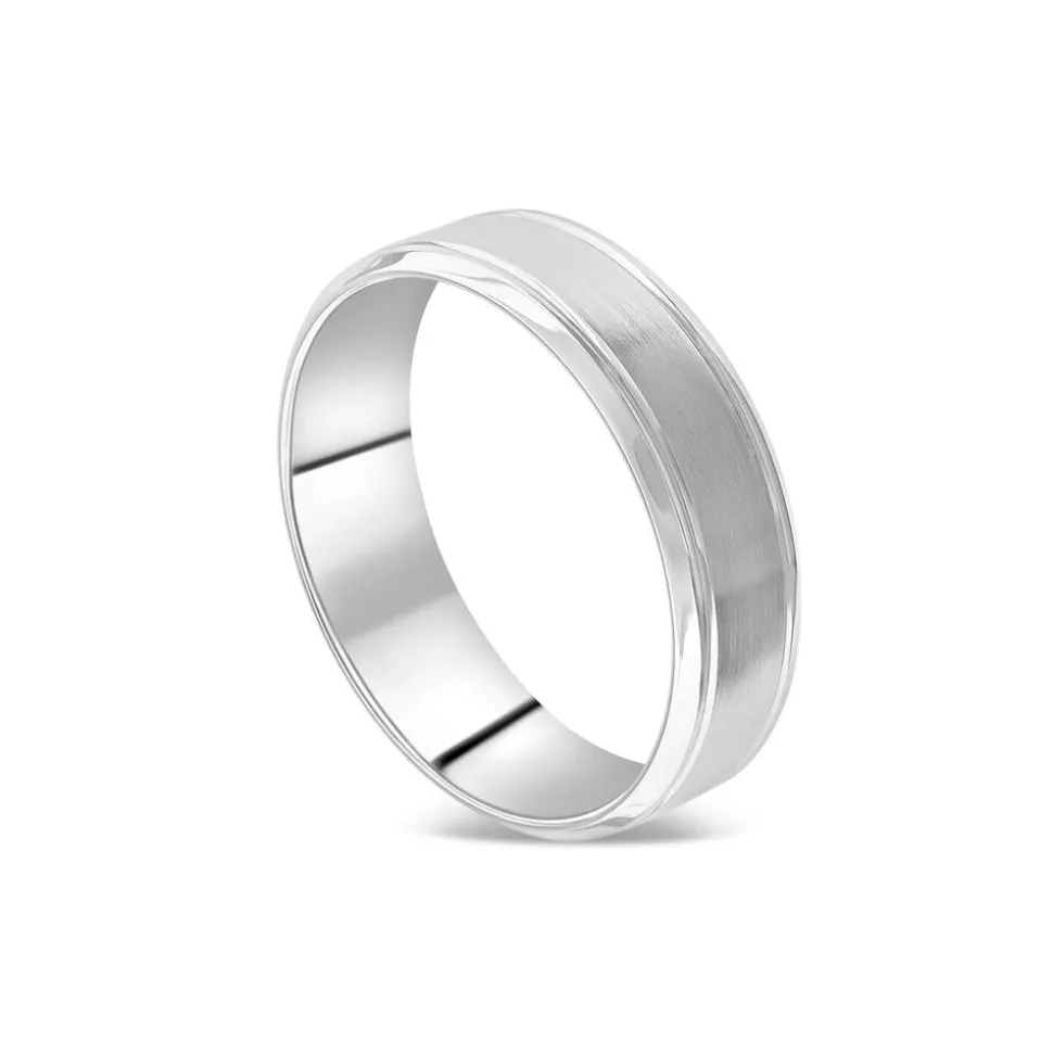 Platinum 6mm Matte Polished Men's Wedding Ring