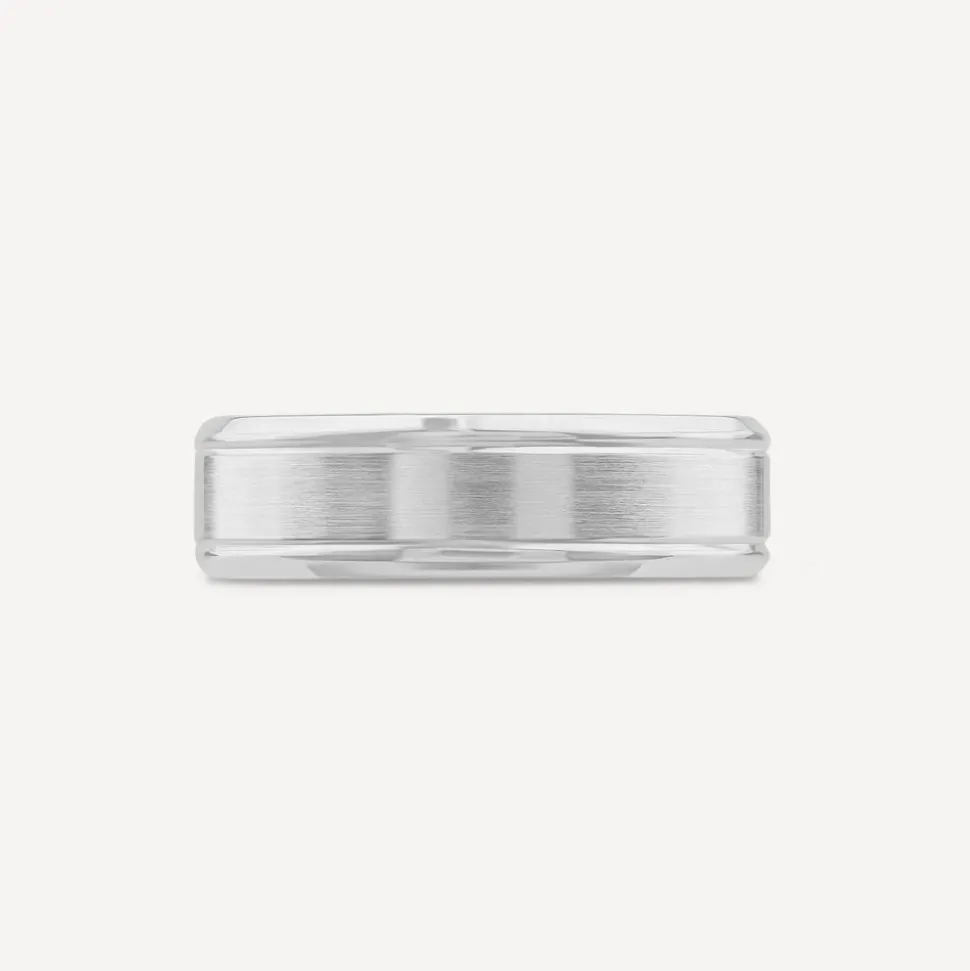 Platinum 6mm Matte Polished Men's Wedding Ring