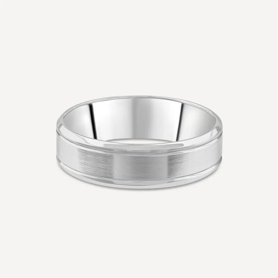 Platinum 6mm Matte Polished Men's Wedding Ring