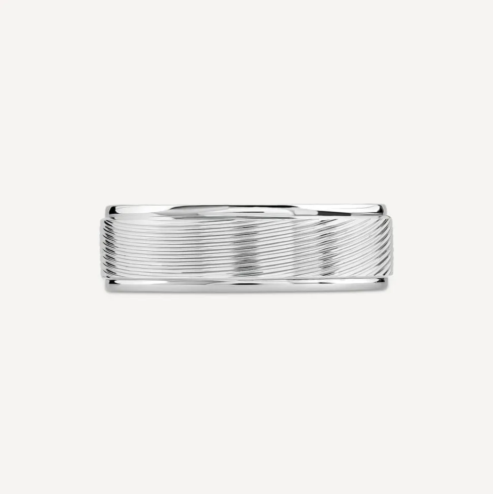 Platinum 6mm Patterned Wedding Ring