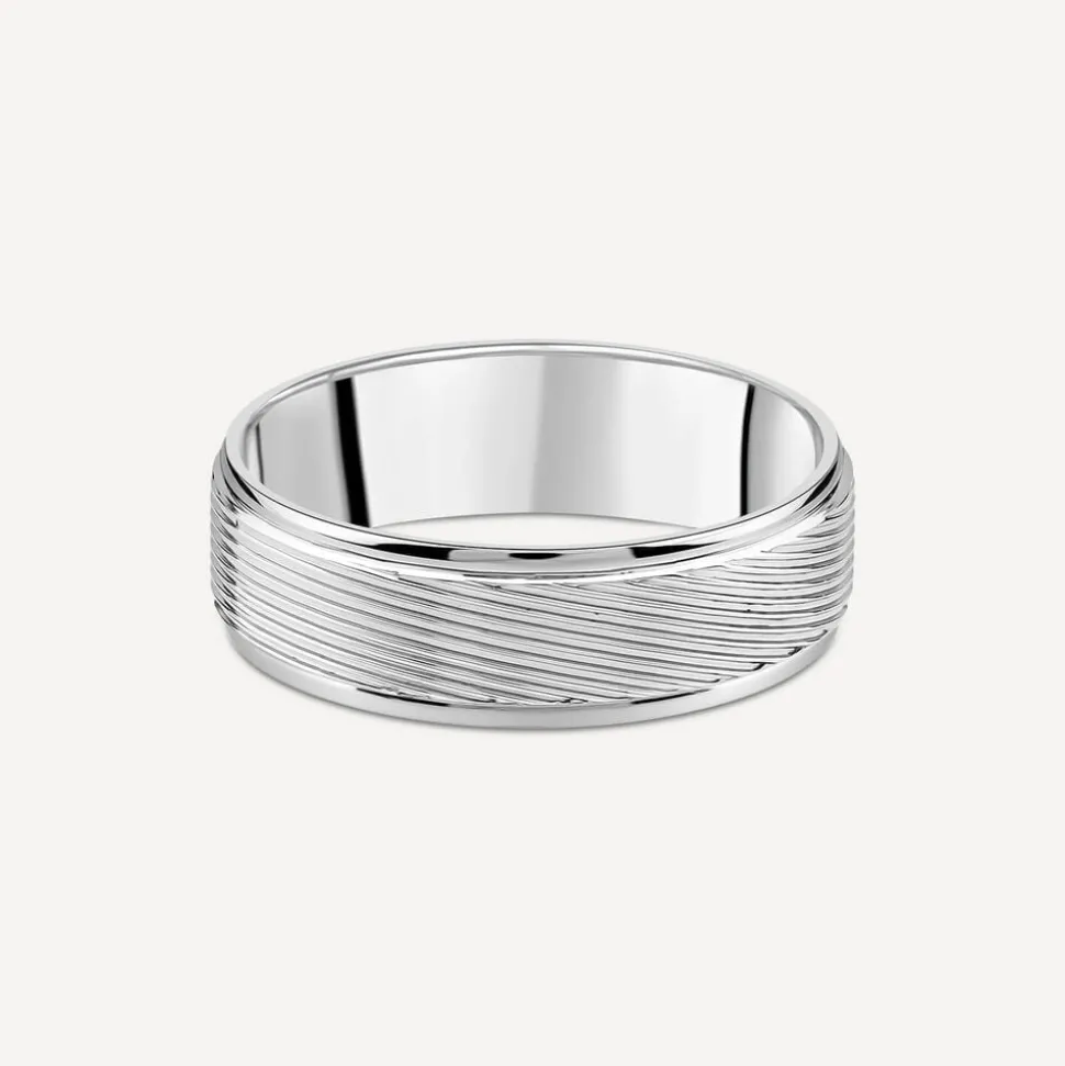 Platinum 6mm Patterned Wedding Ring