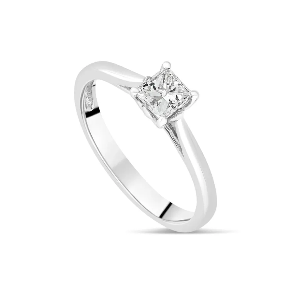 Platinum Princess Cut 0.50ct Tulip Setting Engagement Ring