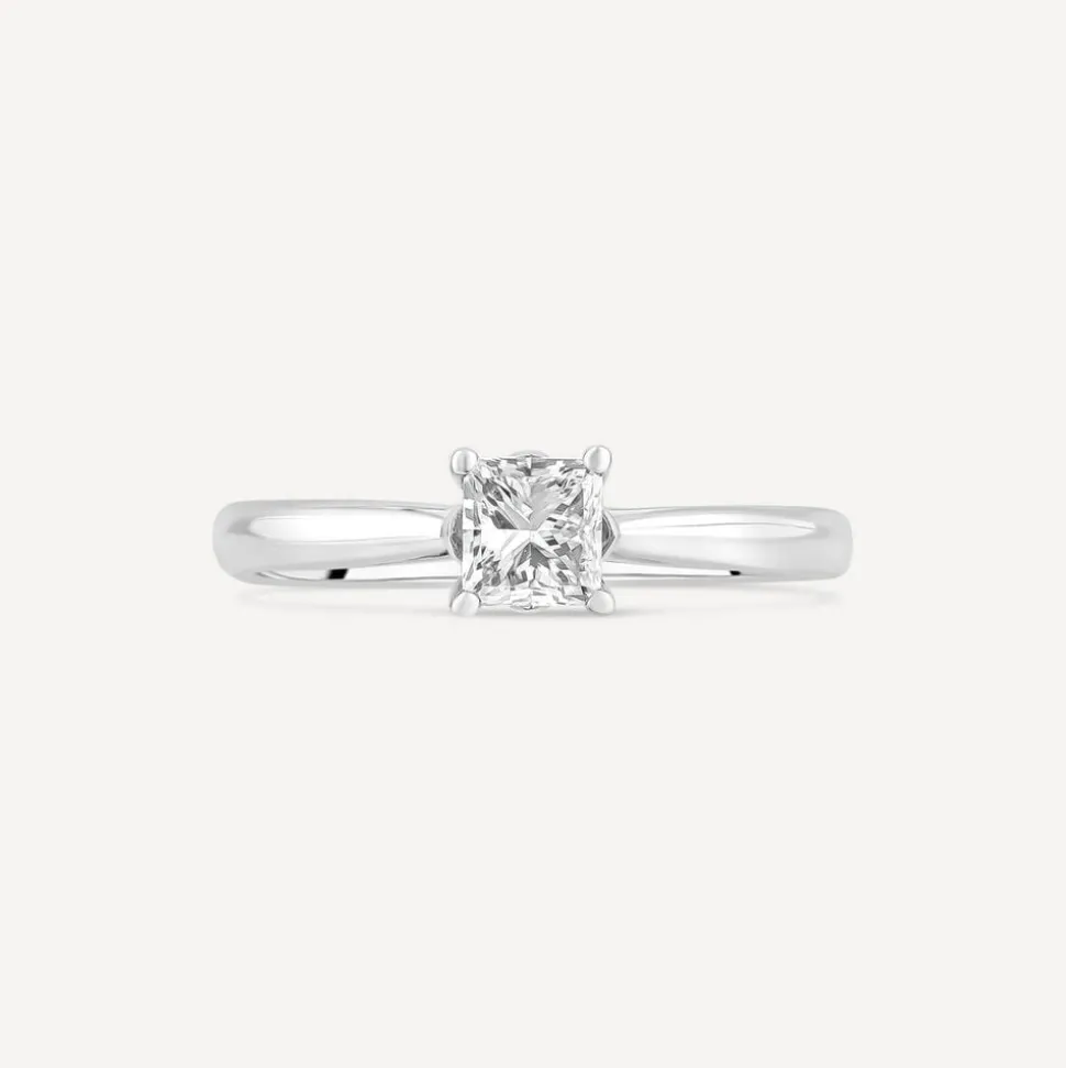 Platinum Princess Cut 0.50ct Tulip Setting Engagement Ring