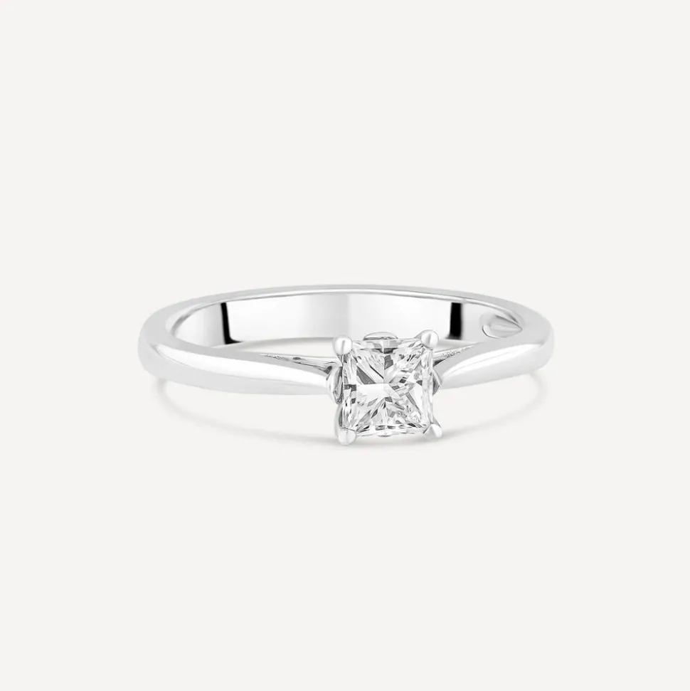 Platinum Princess Cut 0.50ct Tulip Setting Engagement Ring