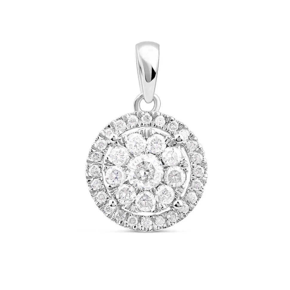 Platinum Round Cluster 0.50ct Diamond Halo Pendant