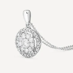 Platinum Round Cluster 0.50ct Diamond Halo Pendant