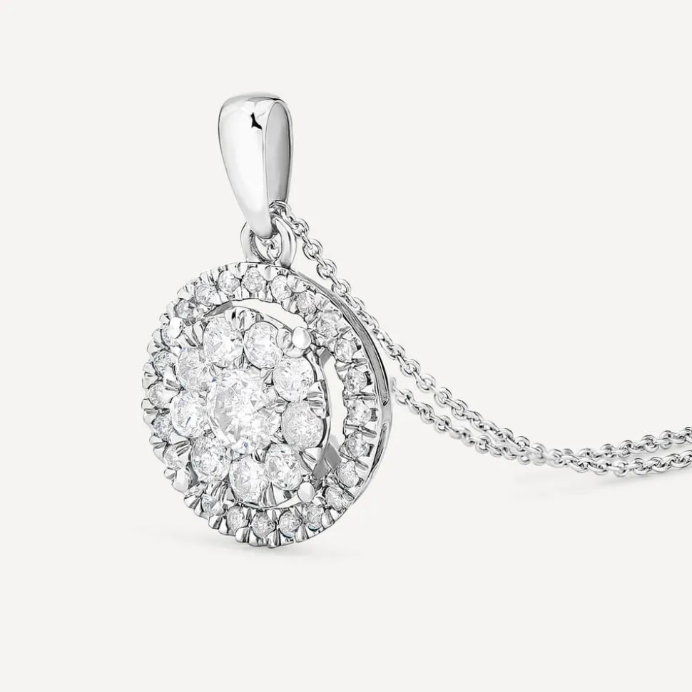 Platinum Round Cluster 0.50ct Diamond Halo Pendant
