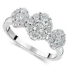 Platinum Three Oval Clusters Diamond Halos 1ct Ring