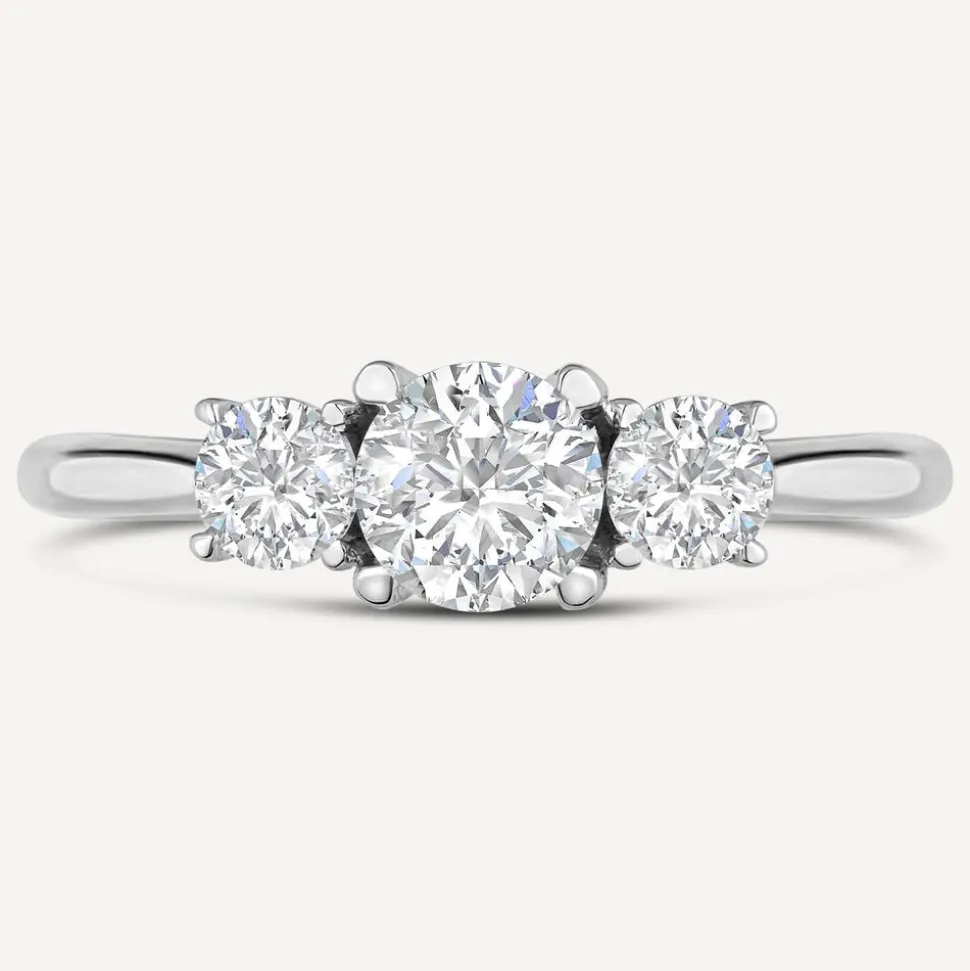 Platinum Three Stone 1 Carat Graduated Diamond Ring