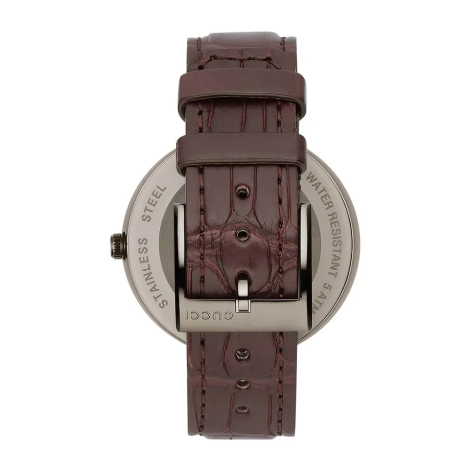 Pre-Owned Gucci Interlocking 37mm Brown Dial Leather Strap Watch