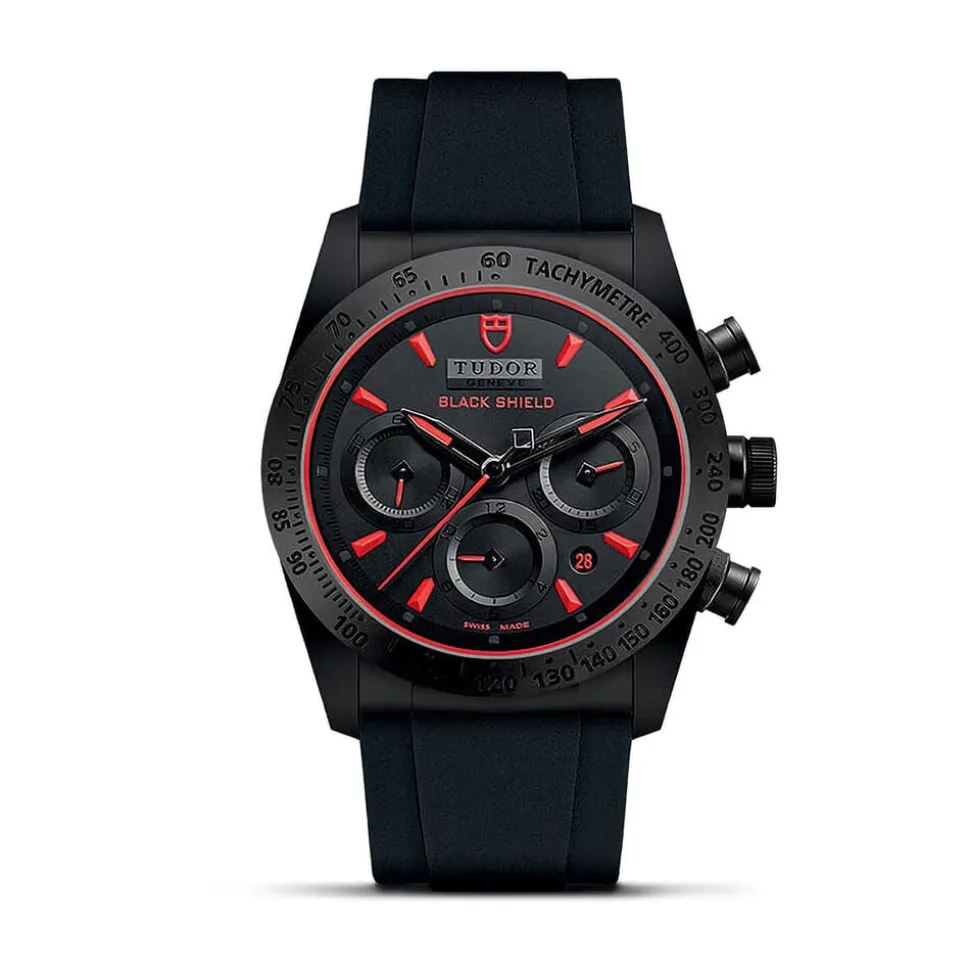Pre-Owned TUDOR Fastrider Black Shield 42mm Red Details Dial Rubber Strap Watch