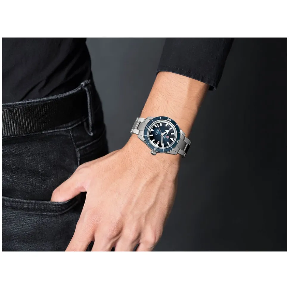 Rado Captain Cook 42MM Blue Sunray Dial Blue Bezel Bracelet Watch