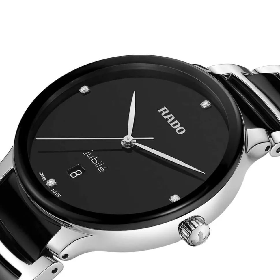 Rado Centrix Diamonds 39.5mm Black Dial Ceramic & Steel Bracelet Watch