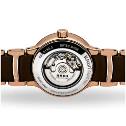 Rado Centrix 28mm Brown Dial Diamond Dot Ceramic Case Brown Bracelet Watch
