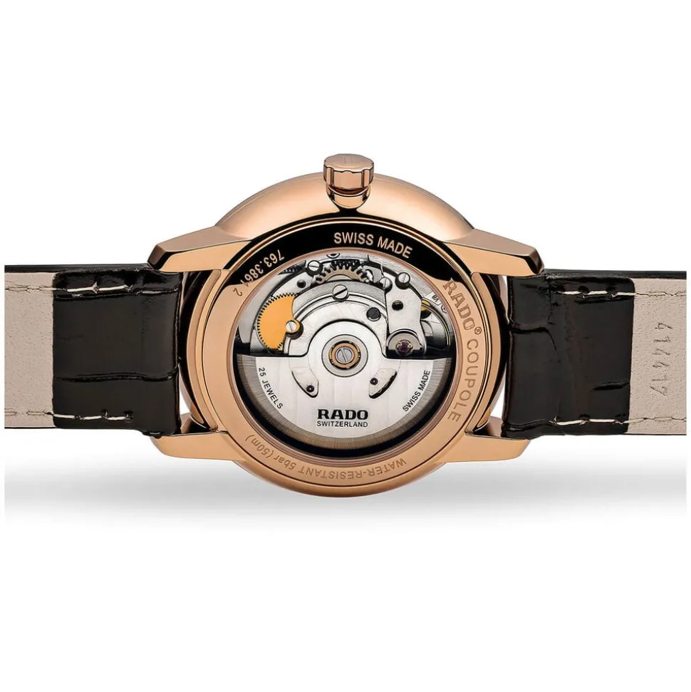 Rado Coupole Classic Automatic Black&Rose Batton Dial With Date Black Strap