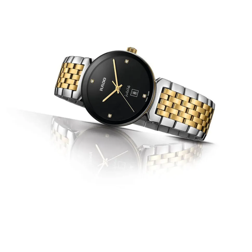 Rado Florence 30mm Quartz Black Diamond Dot Dial Steel & Yellow Gold Case Bracelet Watch