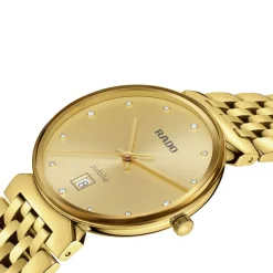 Rado Florence 38mm Yellow Gold Dial Diamond Dot Bracelet Watch