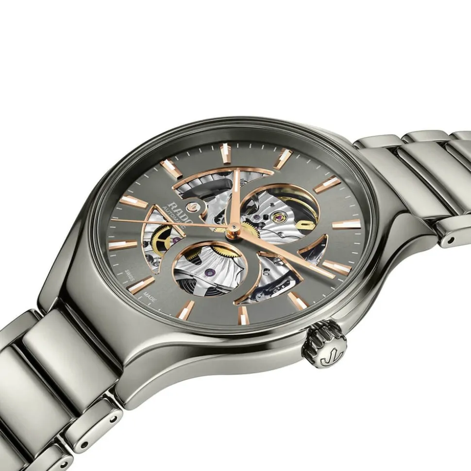 Rado True Round Automatic Open Heart 40mm Grey Dial High-Tech Ceramic Bracelet Watch
