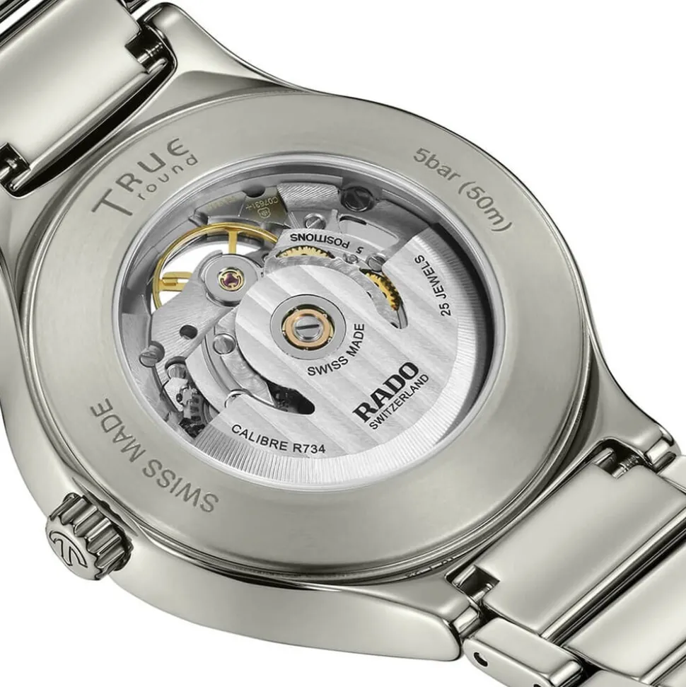Rado True Round Automatic Open Heart 40mm Grey Dial High-Tech Ceramic Bracelet Watch