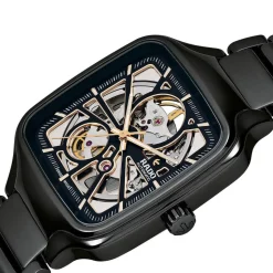 Rado True Square Open Heart Transparent Dark Ceramic Case Unisex Watch