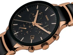 Rado Xl Centrix Rose Black Chronograph Rose Black Ceramic Bracelet Watch