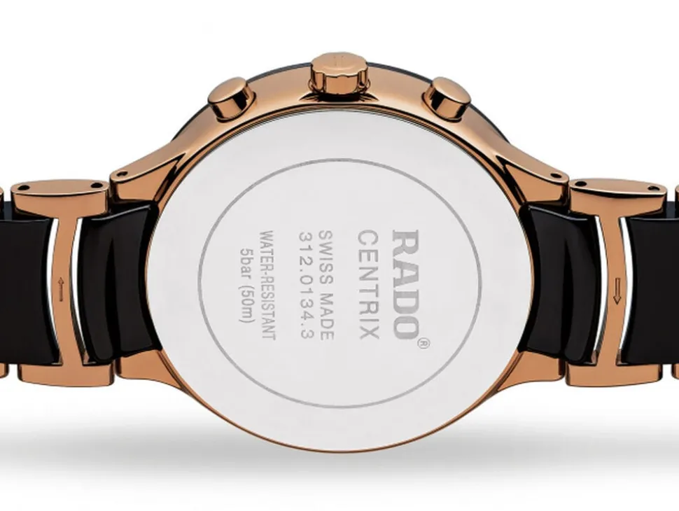 Rado Xl Centrix Rose Black Chronograph Rose Black Ceramic Bracelet Watch