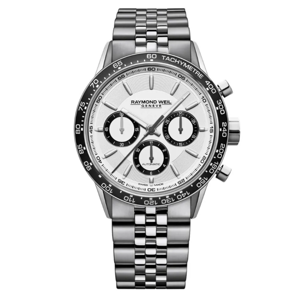 Raymond Weil Freelancer 43mm Chronograph White Dial Bracelet Watch