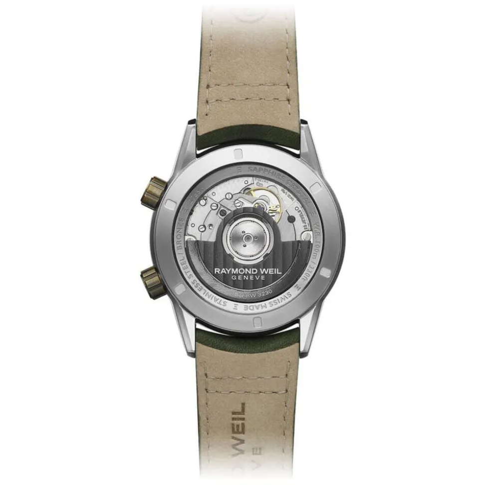 Raymond Weil Freelancer 40.5mm GMT Green Dial & Strap Watch