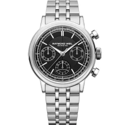 Raymond Weil Millesime Automatic Chronograph 39.5mm Black Dial Steel Bracelet Watch
