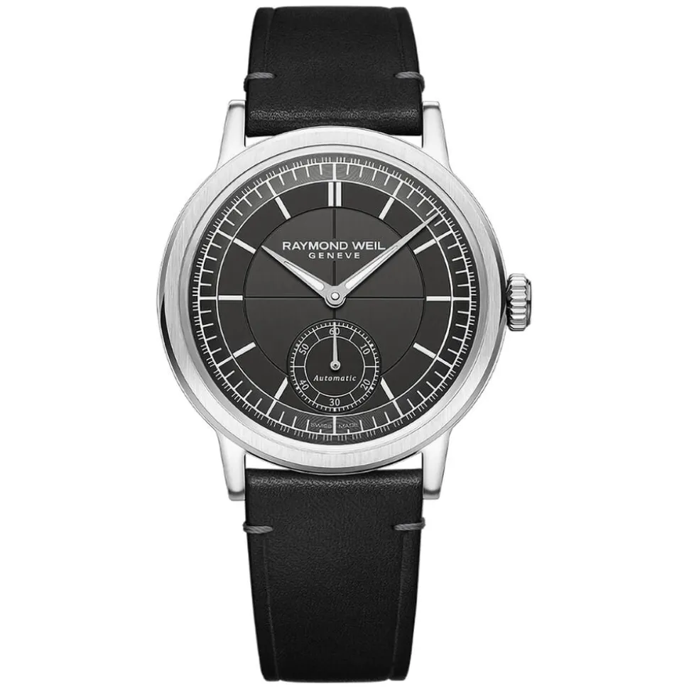 Raymond Weil Millesime 39.5mm Anthracite Dial Leather Strap Watch
