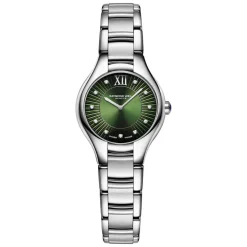 Raymond Weil Noemia 24mm Green Dial Diamond Dot Steel Case Watch