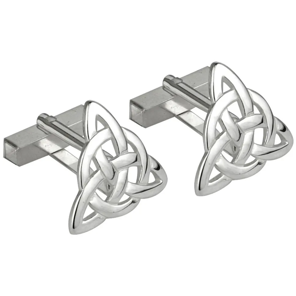 Rhodium Plated Trinity Knot Cufflinks